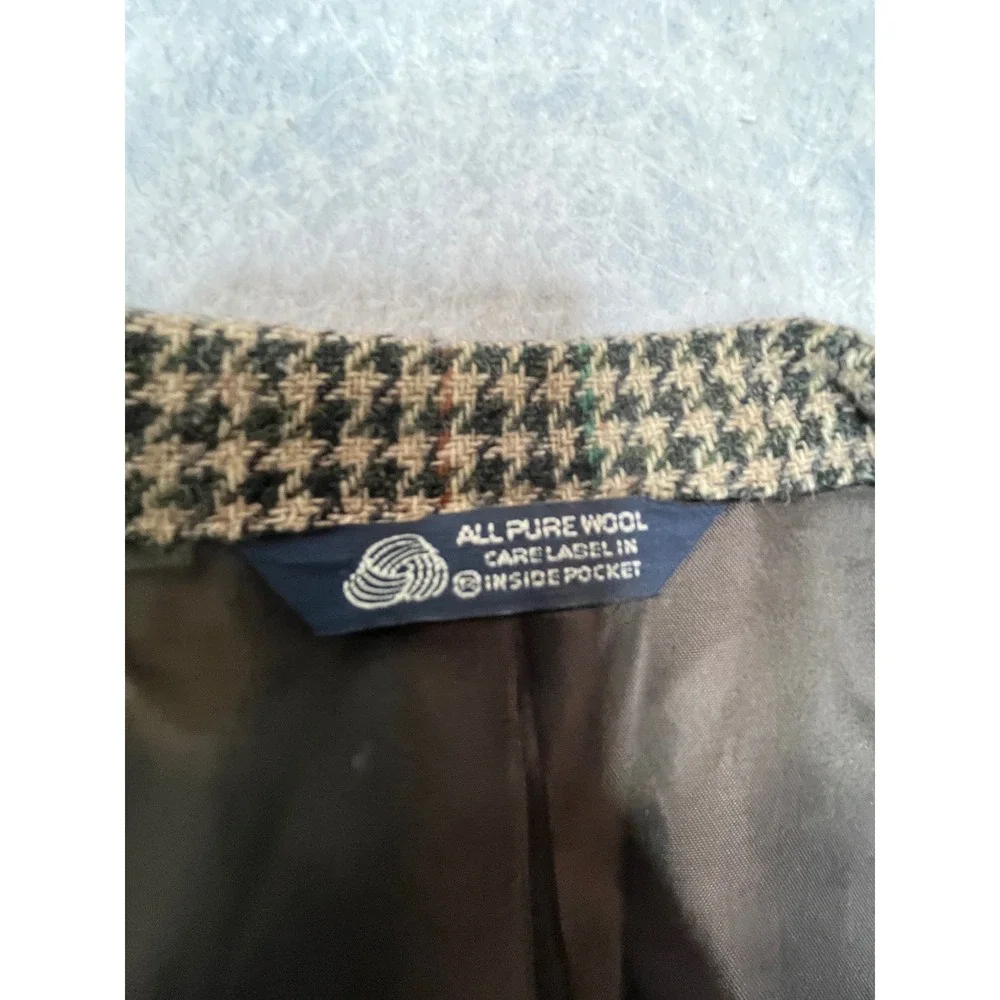 Vintage Burberrys Prorsum Mens Wool Houndstooth Blazer Jacket Brown 1987 42R‎
